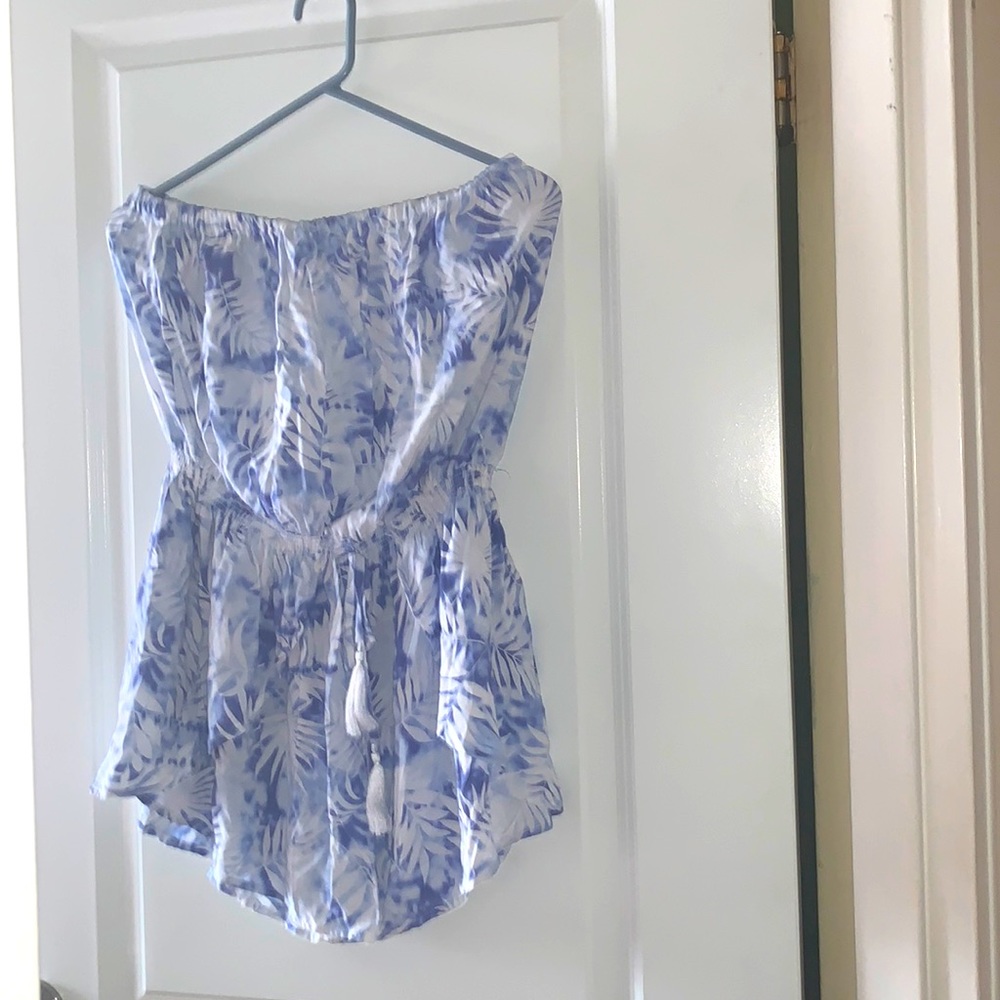 Strapless romper with elastic waist